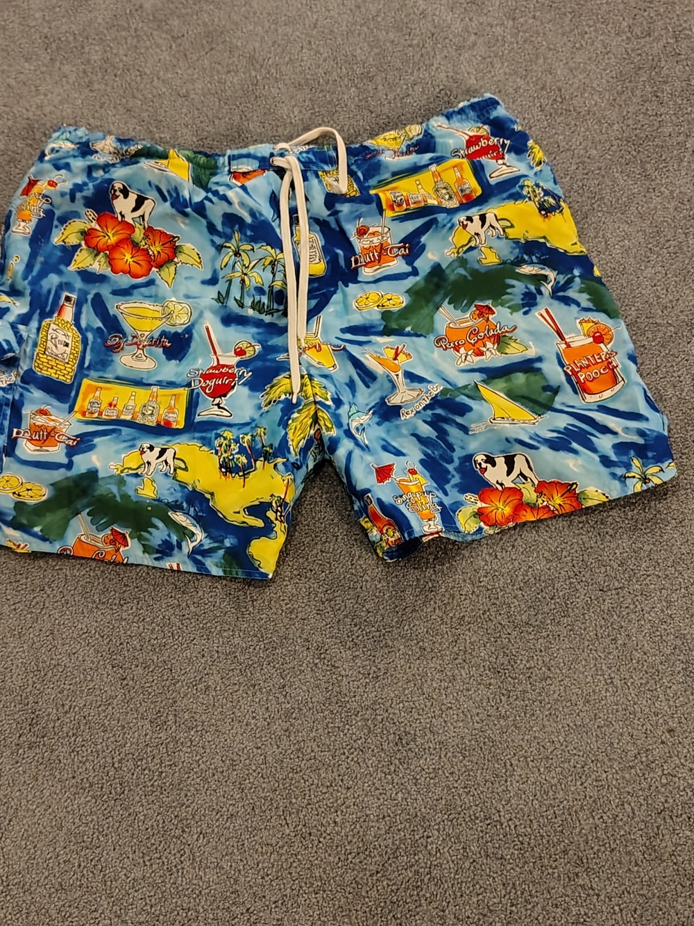 Big Dogs Blue Tropical Print Men's Swim Trunks - Picture 6 of 8